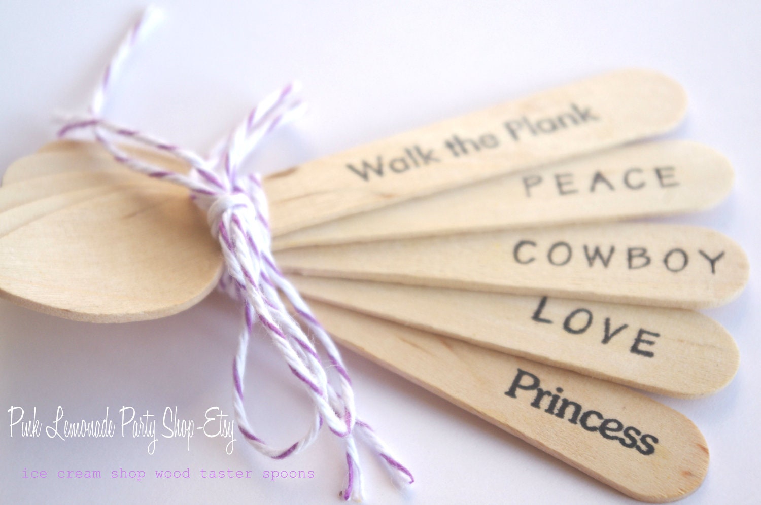 25ICe CReaM SHoP WooD TaSTeR SPooNs-25ct--use with mini ice cream cups-ice cream sundaes-weddings-birthday parties--handstamped or plain- Il_570xn