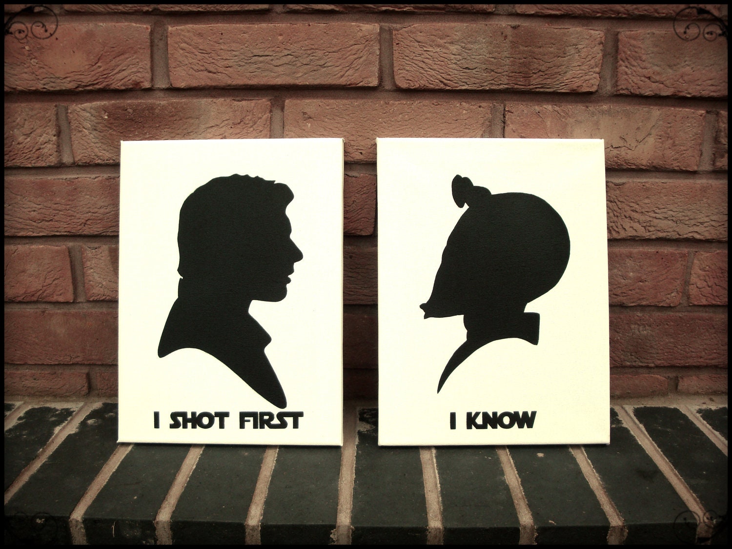 Star Wars Wall Art Stencil on Canvas - Han Shot First and Greedo knows