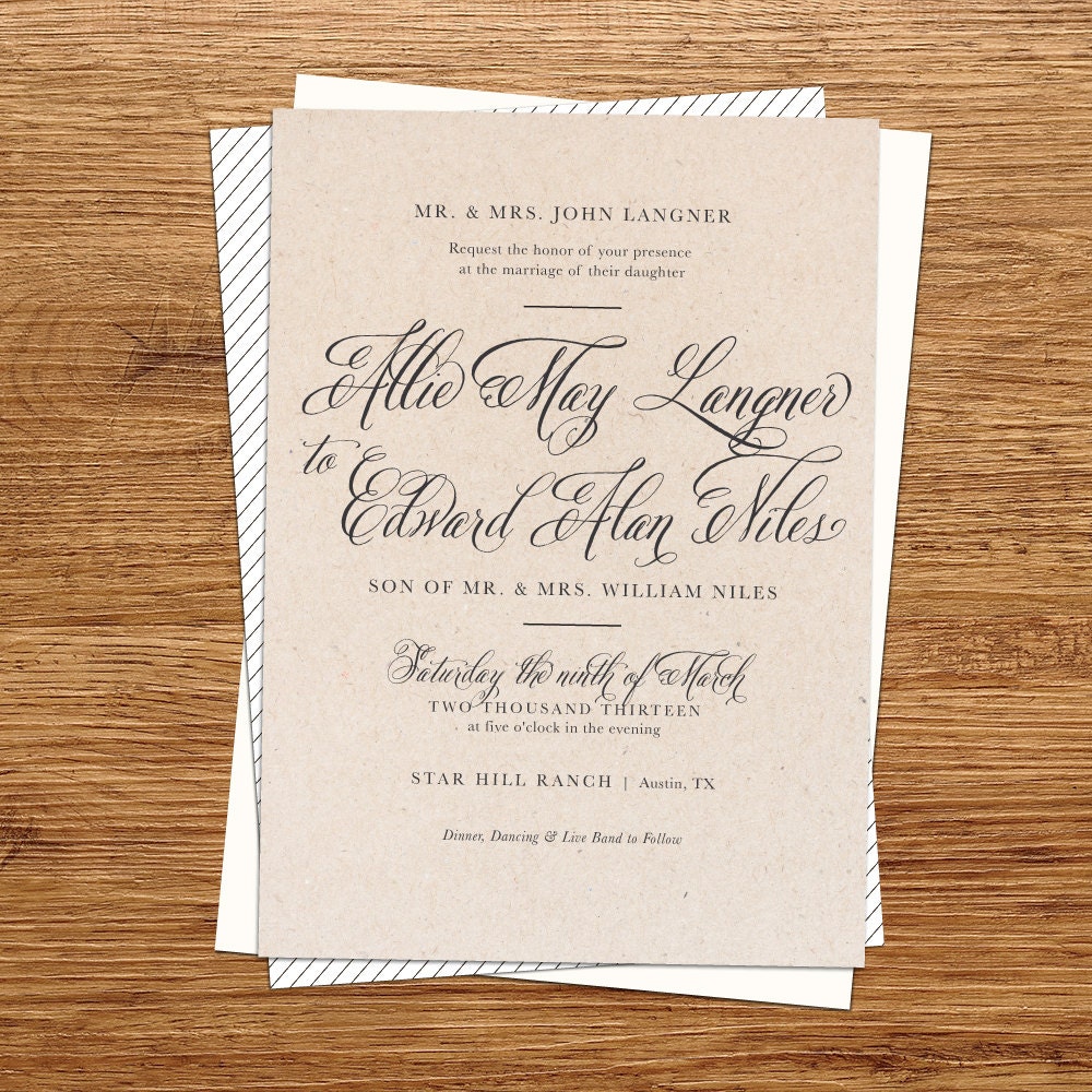 Rustic Kraft Paper Wedding Invitation