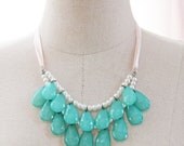 Tribal Necklace Turquoise Necklace Bib Necklace Fish Scale Mermaid Ocean Aquamarine Seaside Beach Necklace