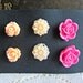 Floral Stud Post Earrings Set Floral Earrings Set Floral Studs Lot of 3 Flower Post Set Beige Pink Peach Orange Earrings