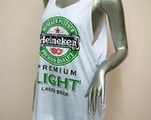 HEINEKEN Beer T-Shirt Women shirt Tank Tops Mini Dress sleeveless silk screen shirt Rock Punk classic backless White Q16 Size M