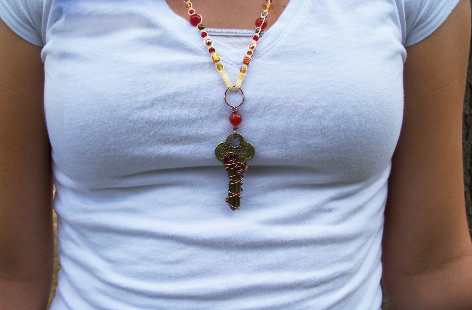 Handmade  Key Necklace, Micro-Macrame
