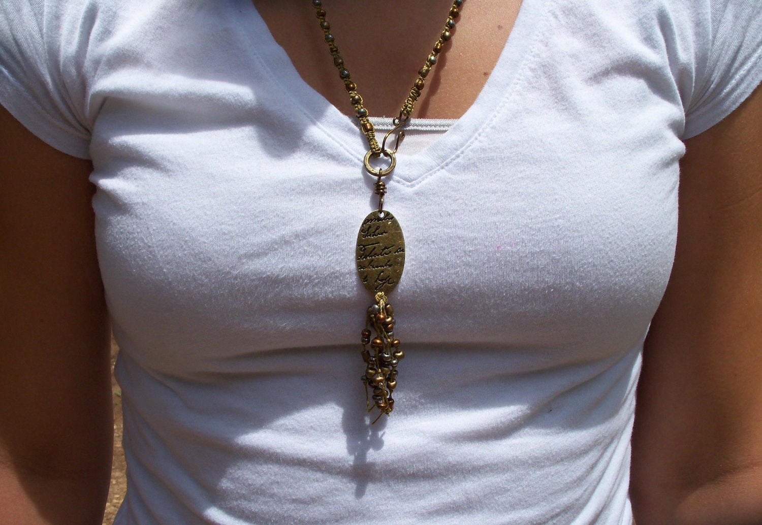 Macrame Necklace With Love Letter Pendant