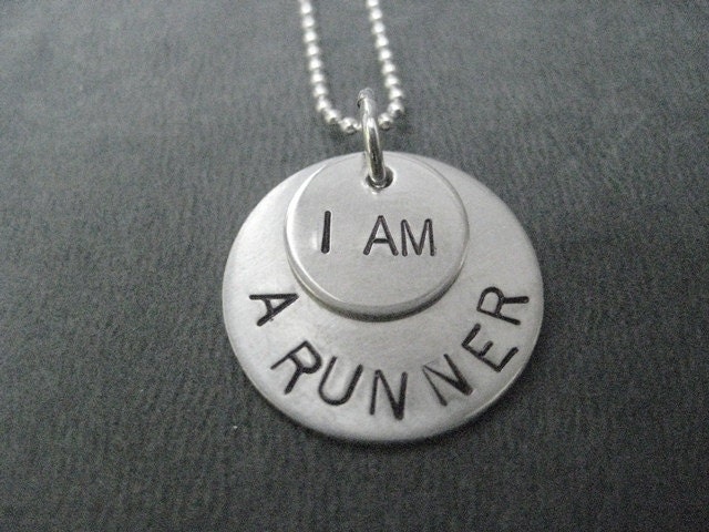 I AM A RUNNER 16 inch Sterling Silver - Running Necklace on 16 inch Sterling Silver Ball chain - Running Jewelry