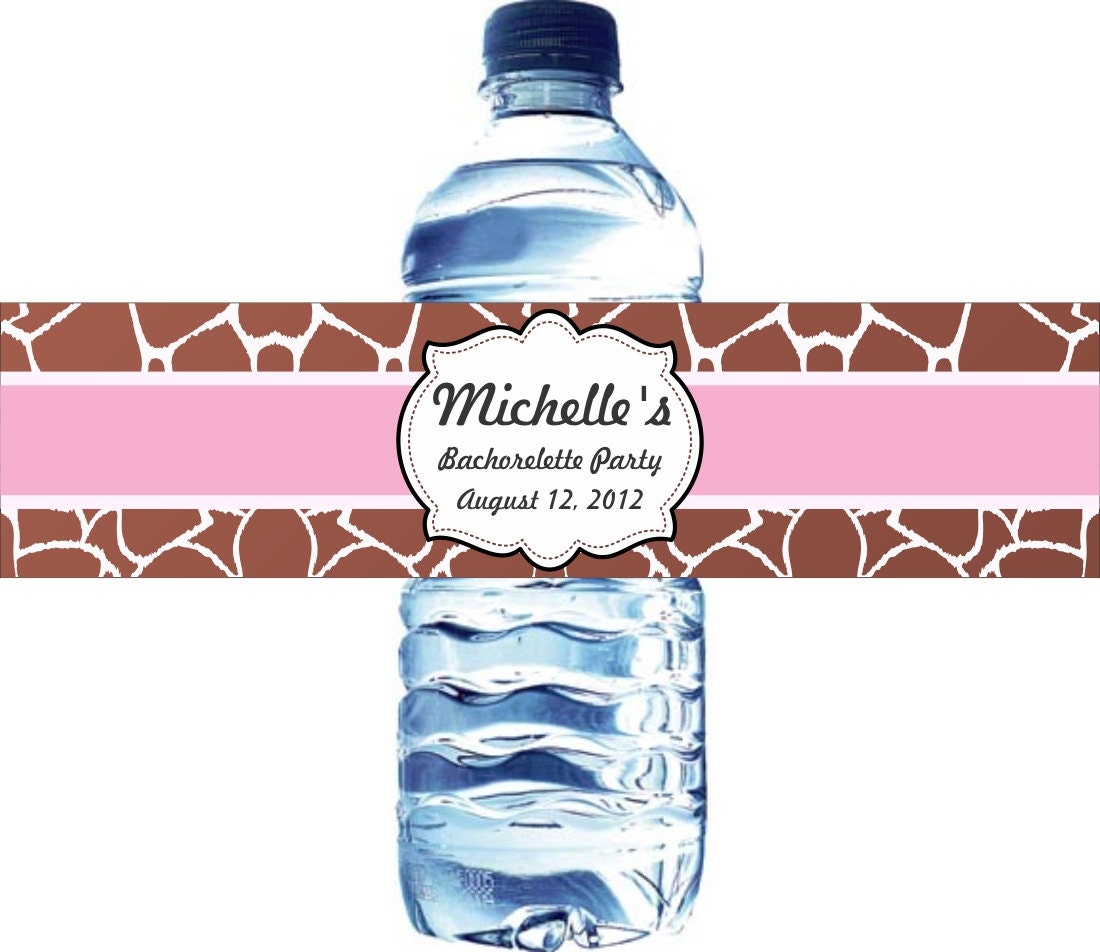 30 Waterproof Water Bottle Labels - Giraffe Skin Bachelorette Theme Il_170x135