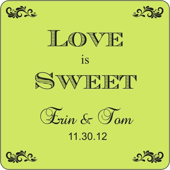 Personalized Wedding Stickers - Wedding Favor Labels - 100 2" Square or 60 2.5" Square Favor Labels Il_570xn