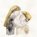 Sweet Embrace/yellow and gray/yellow and grey romance watercolor print