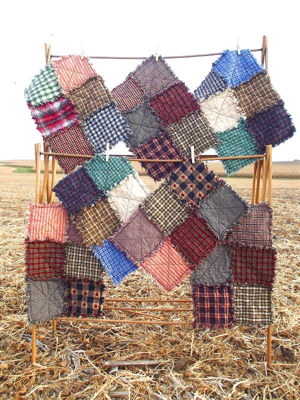 Rag Quilt Placemats - Set of Six