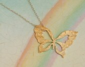 Butterfly Necklace, Gold Butterfly Pendant, Animal Charm- Handmade- Ready to Ship