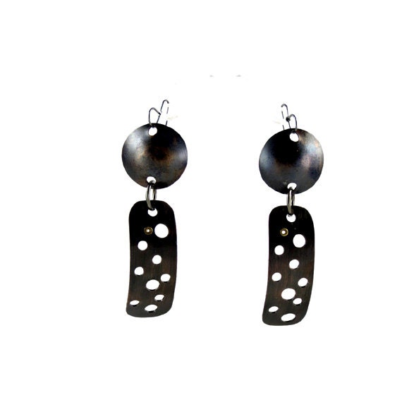 Long Metal Earrings. Copper, oxidized, stylish, light weighted, dangle . Designed in Fashion  Brand Faina studio.