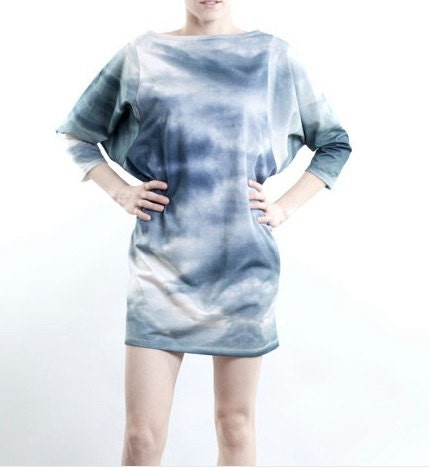 Sky pattern organic cotton kimono DRESS. Women size S/M