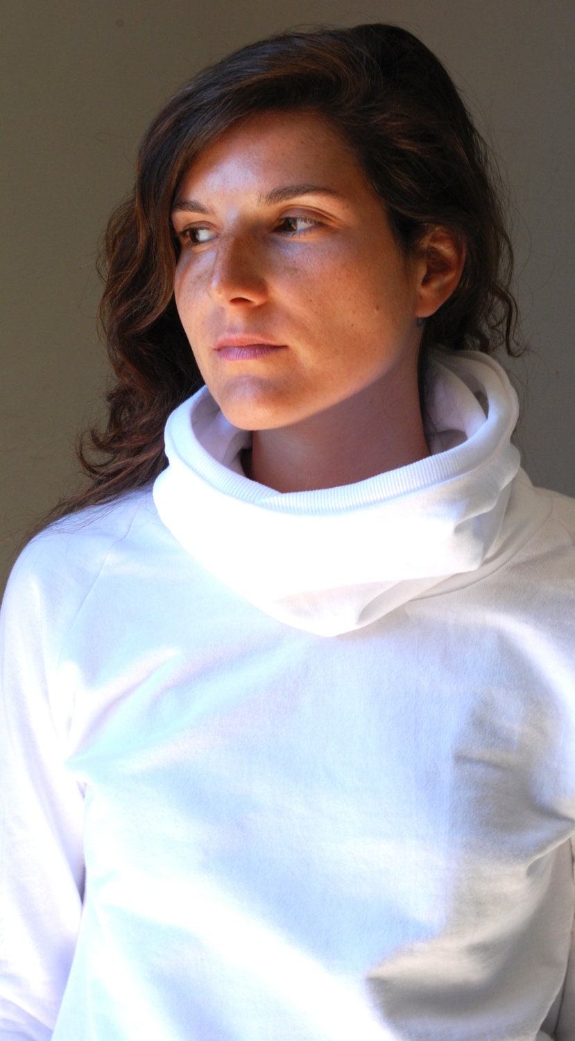 White Hoodie COMET Women sweatshirt Sweater/  Gift for her / Women fashion
