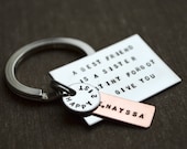 Large Hand Stamped Key Chain - Stainless and Copper - Customize with your own quote