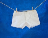 Vintage White Ralph Lauren Cut Off Shorts Indie Boho Chic Retro Cotton Sailor Pants Size 6 Size 30 w