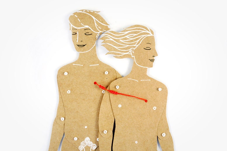 Gay couple - Articulated Paper Dolls by Dubrovskaya. Kraft paper, hand painted, MADE TO ORDER.