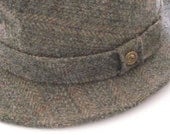 Vintage Mens fedora hat grey wool tweed   sz 7 1/8  gatsby style