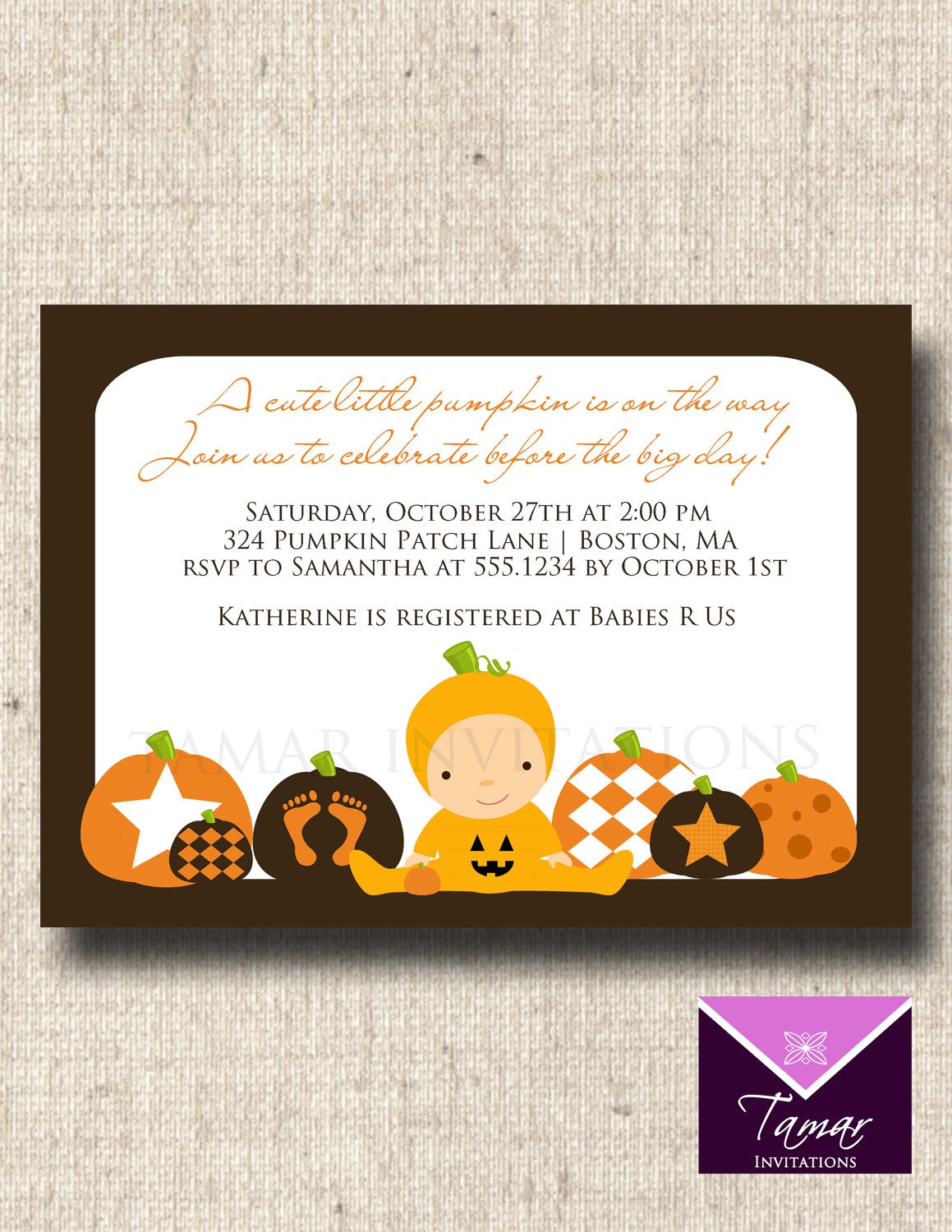 Printable Baby Shower Invitation - Little Pumpin Patch - Great for Fall, Halloween or Pumpkin theme showers Il_170x135