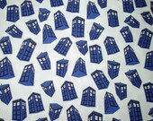 Doctor Who Fabric Fat Quarter - Spinning Tardis on White
