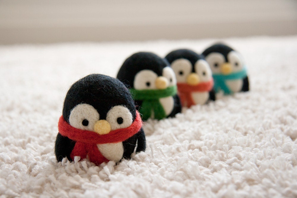 Patrick, Needle Felted Penguin with Custom Scarf