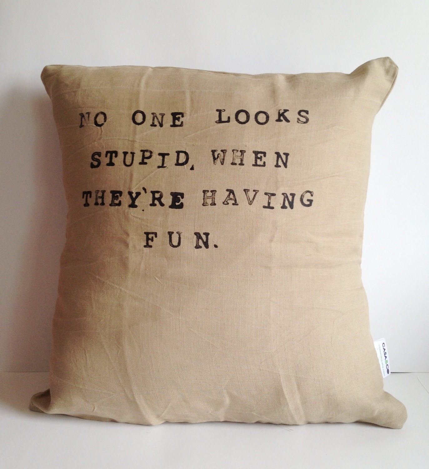 Handmade Linen Pillow Case - Linen Bedding - Inspirational Quote