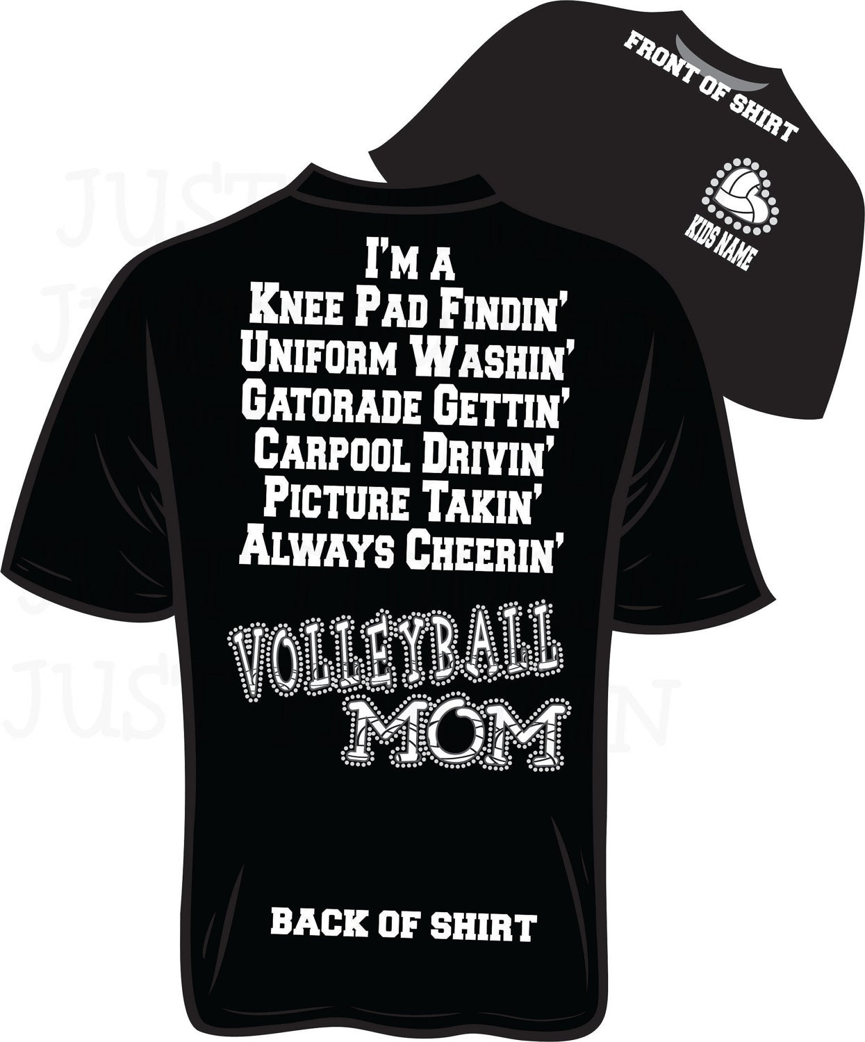 VolleyBall Mom Bling T-Shirt small - XL