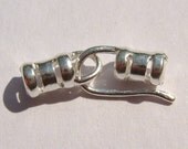 Sterling Silver Hook and Eye Clasp, single-strand, with end cap, cord end, findings 10x4.5mm, 13x4.5mm, Hole:Approx 3MM