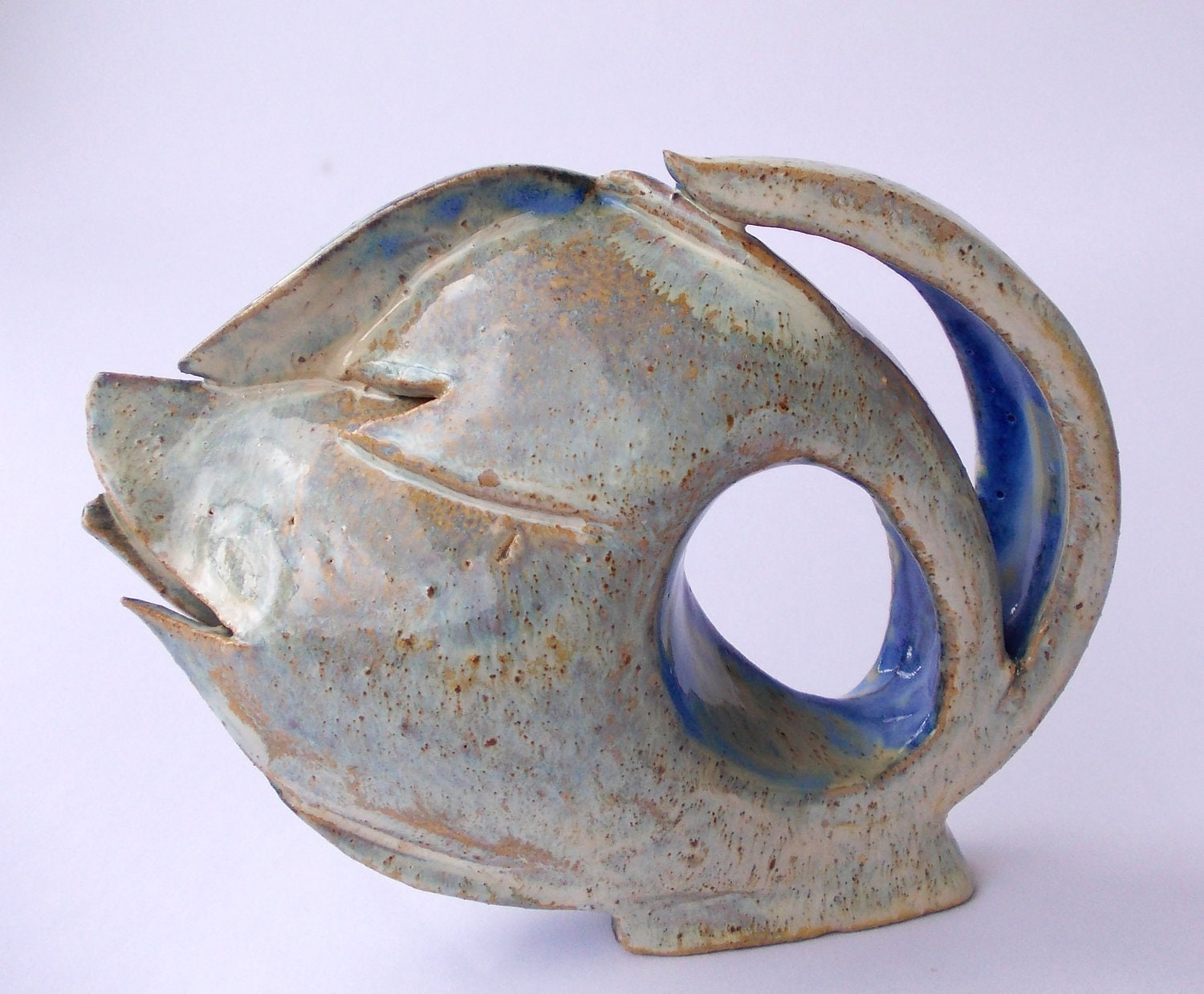 Silver Swan .Circle bird, pearl gray- white and blue bird