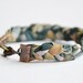 Fabric and suede bracelet. Pastel fabric braided with mint suede. Mint, rose, sky blue colors. Copper findings. Small Size.