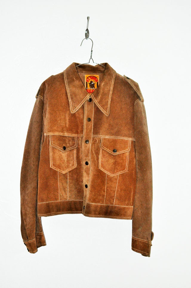 1970s Mens Suede Leather Jacket Size 46 Eltoro Bravo Made In Mexico - Continual