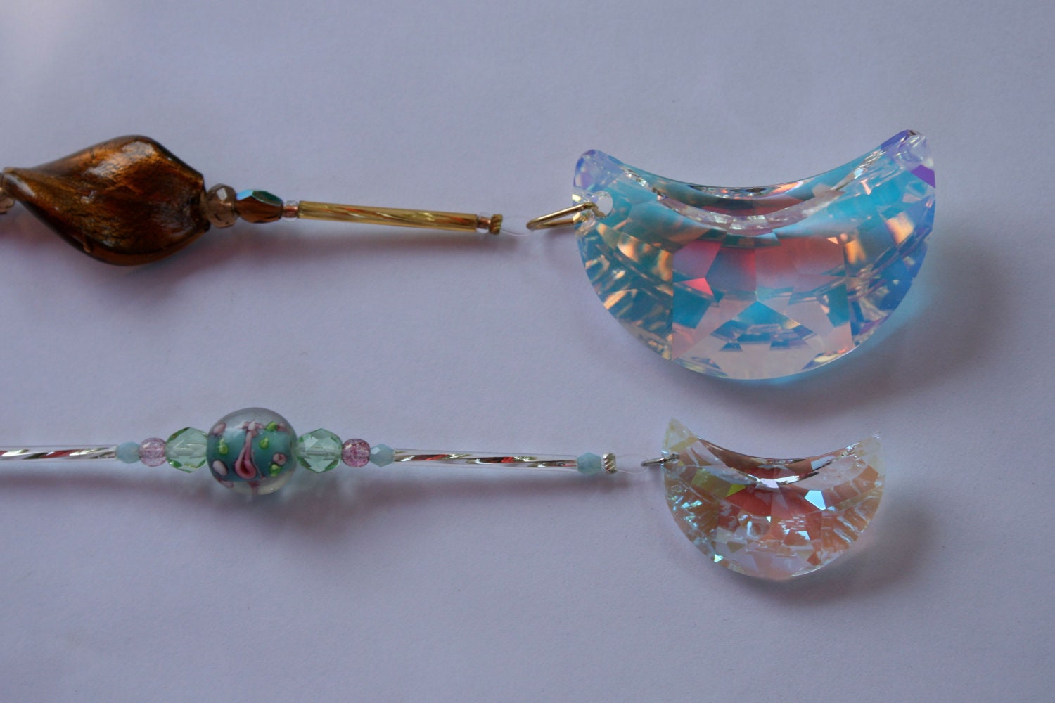 Swarovski Crystal Suncatcher- Small Aurora Borealis Moon
