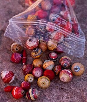 Round Recycled Paper Beads, Savanna Red, Orange Loose Bead Mix