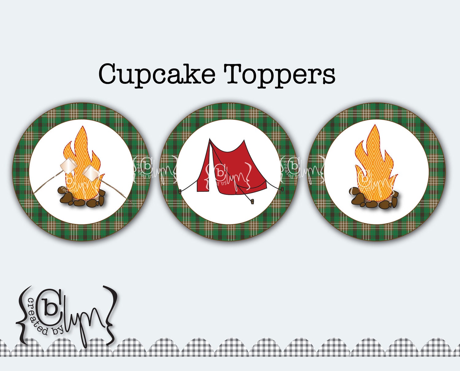 Camping in the great outdoors printable cupcake toppers