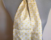 80's Vintage  white yellow polka dot Silk Scarf  Rockabilly Mad men Retro Pin up