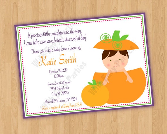 Little Pumpkin Baby Shower Invitation - Printable only Il_570xn