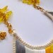 Statement bib necklace art deco geometric tribal handmade embroidered in beautiful yellow and grays modern jewelry