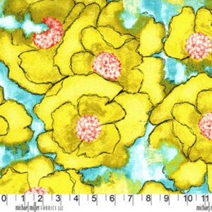 Laura Gunn Worn Poppy in Yellow - Half Yard