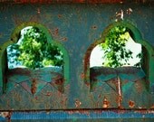Rusty photograph architectural bridge detail in green, copper, brown, and rust 8x10 fine art photo