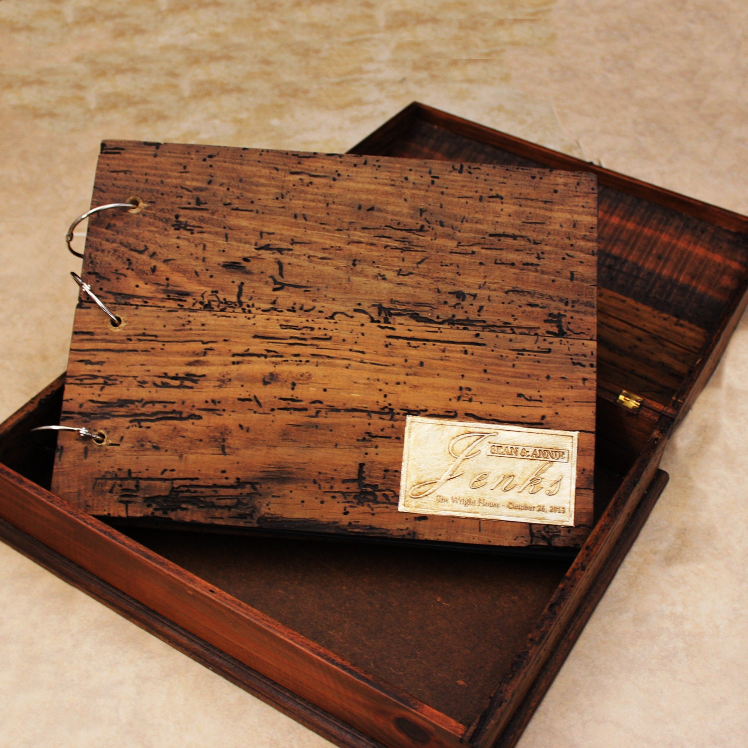 Wedding Guest Book with Treasure Box and Custom Monogram