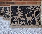 Christmas Note Cards Forest Silhouette set of 5