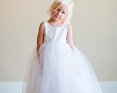 The Honiton: Lace flower girl dress ... ivory lace flower girl dress .. white lace flower girl dress .. 6 layers tulle