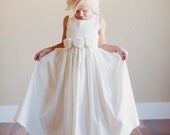 Rustic Flower Girl Dress: Bridesmaid dress, natural flower girl dress, cotton flowergirl dress.
