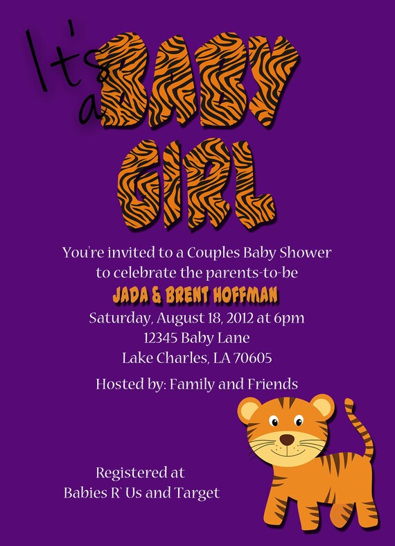 Baby Shower Digital Invitation - LSU Tigers or Tiger Print Il_570xn