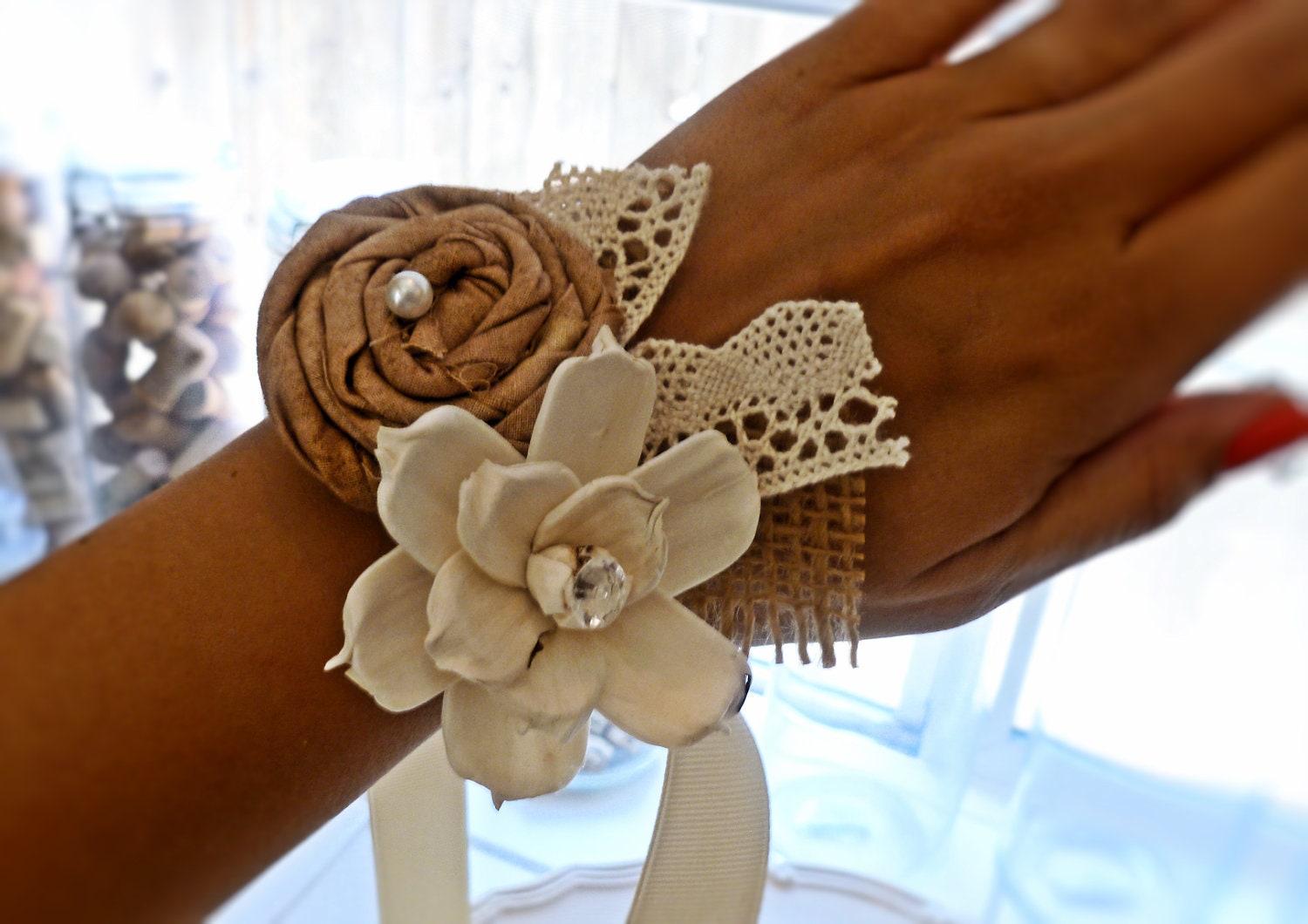 Wedding Corsage Made to Order- Sola Flower Mother of the Bride Wedding Party Flowers Rustic Wedding Keepsake Flowers