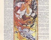 Alphonse Mucha Print - Spring - Dictionary Art Print - Upcycled Vintage Paper - 7-3/4 x 10-3/4