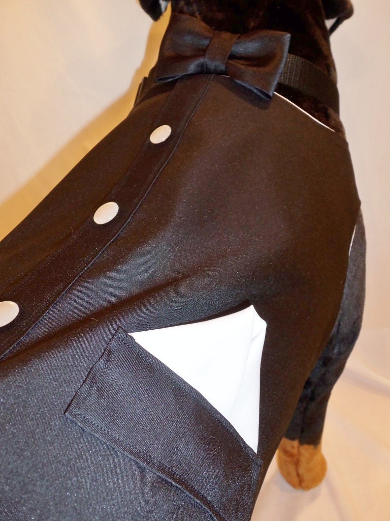RockinDogs Custom Large Dog Tuxedo Vest and Bow Tie Collar Set. Match your wedding colors