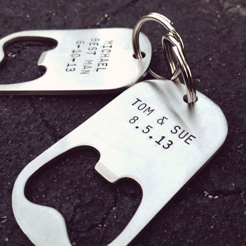 Set of 9 - GROOMSMAN GIFTS Personalized Bottle Opener Keychains - Wedding, Best Man, Groomsmen
