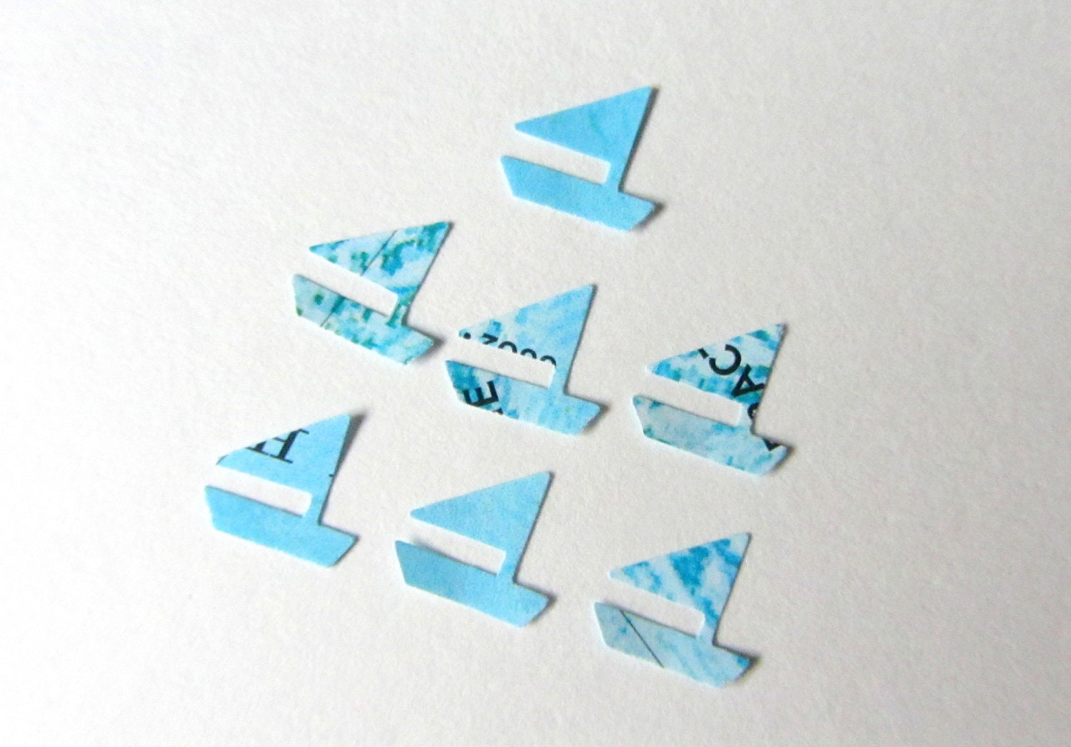 Sailboat Map Die Cuts from Vintage Maps - FREE SHIPPING
