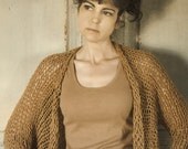 Open Cardigan Knit  Drapey Camel Beige