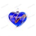 Murano Style Glass Gold & Copper Foil Cobalt Heart Pendant 43mm